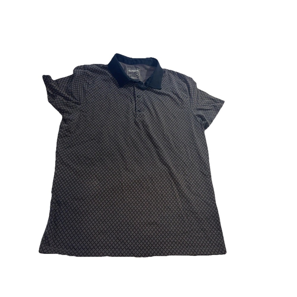 Express Stretch Latis Golf Polo Shirt Men's Large Short Sleeve Black Lg Sexy 352
